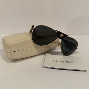 Versace Women's Sunglasses with Black and Gold Accents